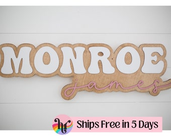 Custom wood name sign | Boho name sign | Girl Name Sign | Above crib sign | Baby shower gift | New Mom Gift | Nursery Name Sign