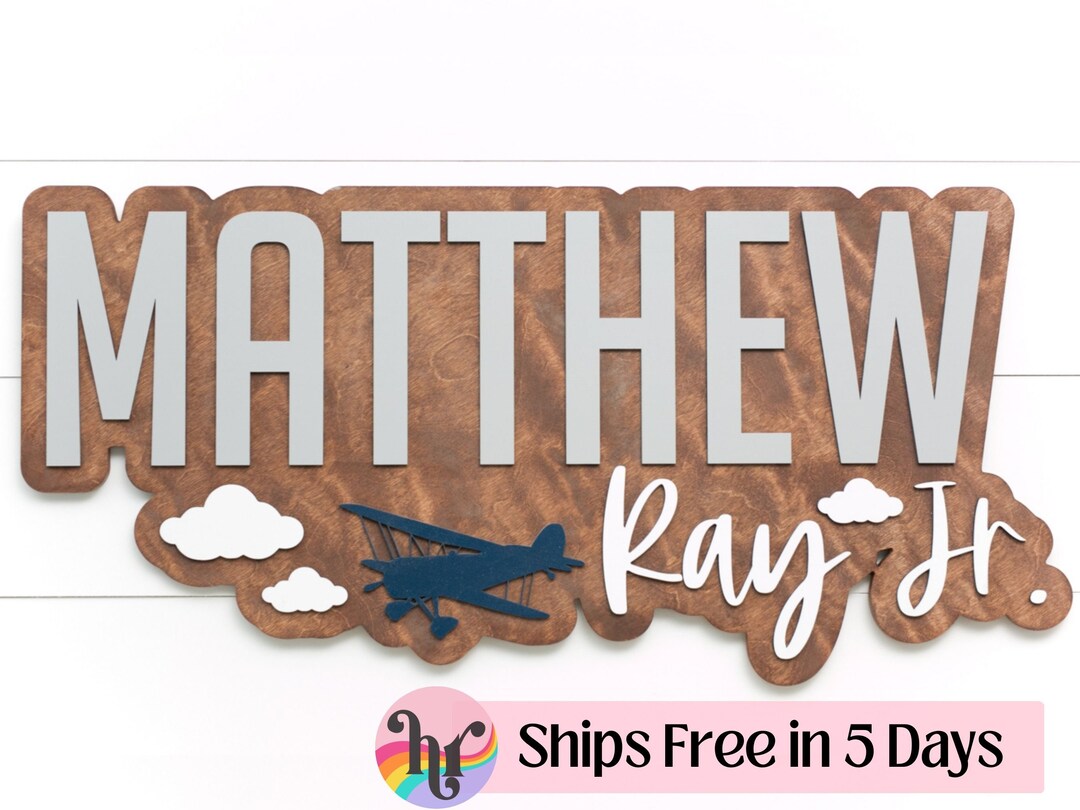 Large Name Sign for Nursery Airplane Nursery Sign Nursery Sign With