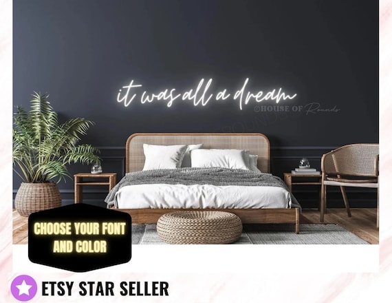 Neon sign sales above bed