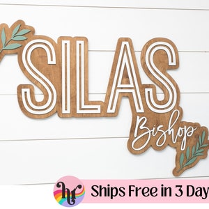 Custom wood name sign | Boho name sign | Girl Name Sign | Above crib sign | Baby shower gift | Layered Name Sign | Large wood name sign