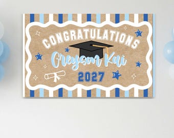 Custom Graduation Banner, Kraft Butcher Paper, Personalized Event Decor