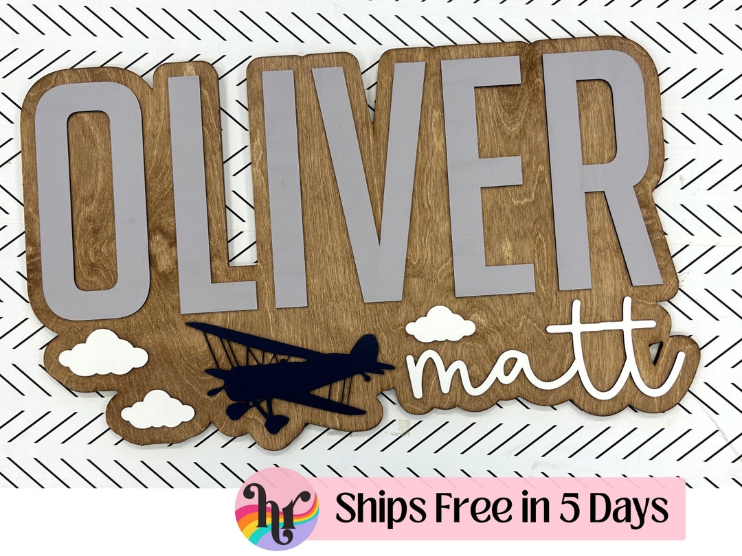 Large Name Sign for Nursery Airplane Nursery Sign Nursery Sign With