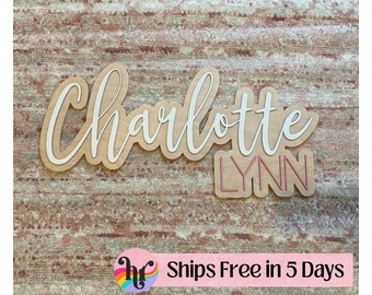 Custom wood name sign | Boho name sign | Girl Name Sign | Above crib sign | Baby shower gift | Layered Name Sign | Large wood name sign