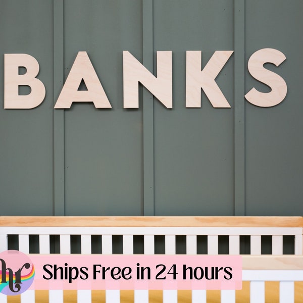Nursery name sign, , nursery sign, over crib sign, nursery letters, family name sign, nursery decor, boys nursery decor, house of rounds