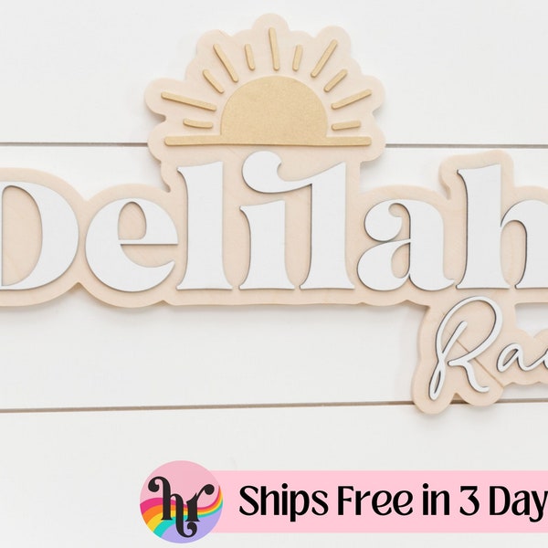 nursery name sign | sun name sign | nursery name sign sun | sunshine name sign | Boho nursery decor | sun nursery decor | sun nursery
