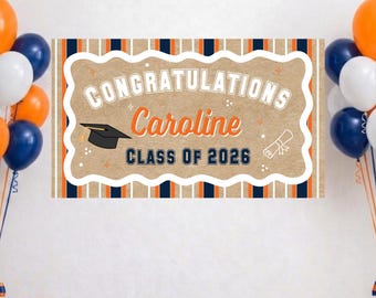 Custom Graduation Banner, Kraft Butcher Paper, Personalized Event Decor