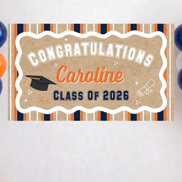 Pancarta de graduación personalizada, papel kraft de carnicero, decoración personalizada para eventos.