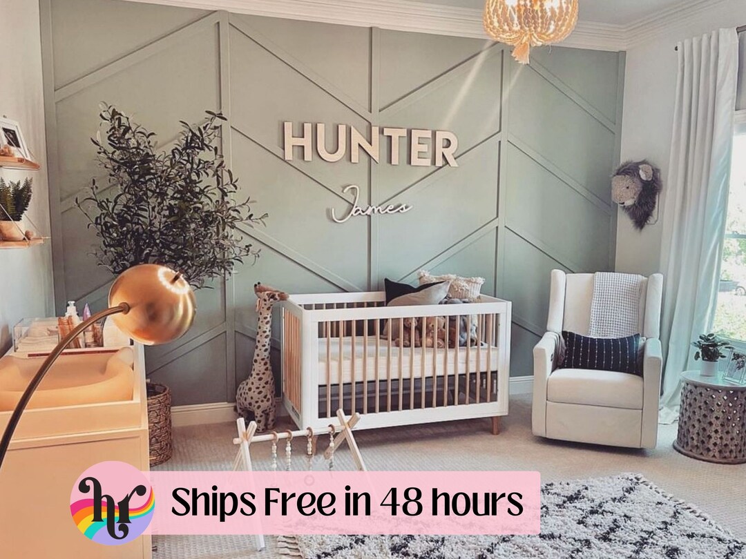 Custom Wood Baby Name Sign Letter Wall Art Kids Room Art Wall Art for ...