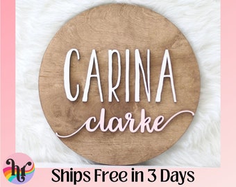 Round wood nursery name sign , name sign for nursery girl, boy, above crib sign  baby shower gift, nursery decor, round preview, boho sign