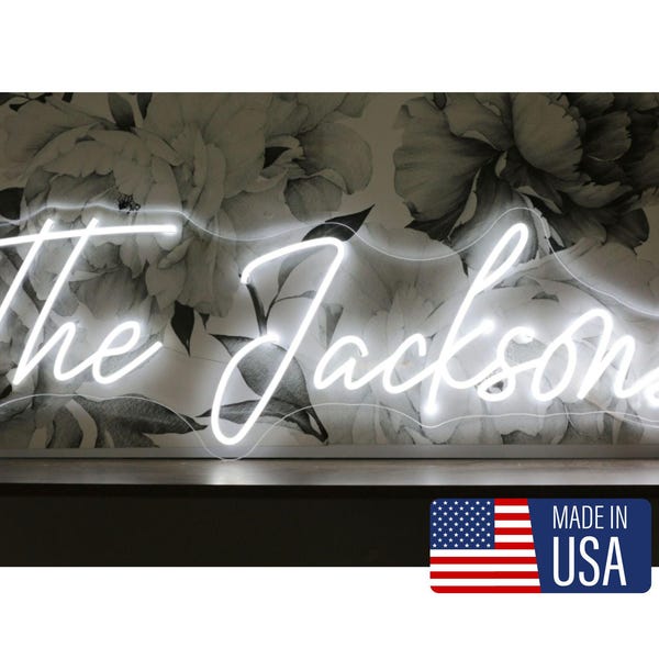 Family name neon sign |  neon name sign | wedding backdrop | wedding decor |  last name neon sign |  neon wedding sign |  custom neon sign