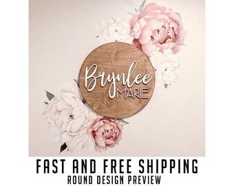 Details about / Personalised Name Hoop Circle Sign Wall Plaque Wood Nursery Flower Decor Painted