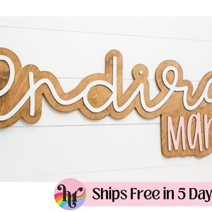 Custom wood name sign | Boho name sign | Girl Name Sign | Girls room decor | Girl Birthday gift | Layered Name Sign | Large wood name sign