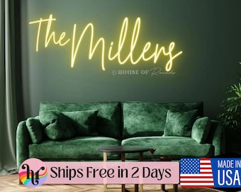 Family name neon sign, neon name sign, wedding backdrop, wedding decor, last name neon sign, neon wedding sign, custom neon sign