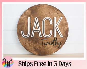 Round wood nursery name sign , name sign for nursery girl, boy, above crib sign  baby shower gift, nursery decor, boho nursery, name board