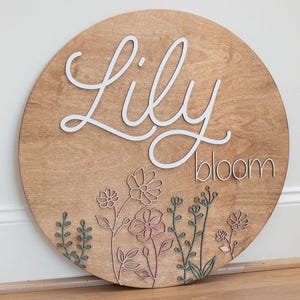 Floral nursery name sign , wildflower sign, above crib sign  baby shower gift, nursery decor, new baby gift. vintage nursery