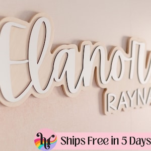 Custom wood name sign | Boho name sign | Girl Name Sign | Above crib sign | Baby shower gift | Layered Name Sign | Large wood name sign