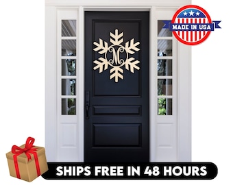 Wood snowflake monogram sign, Vine monogram, holiday decor, home decor, wall hangings, door hanger, christmas decor, front door, sale