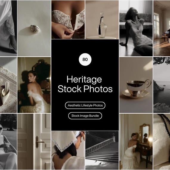 Vintage Romance Stock Image Bundle, 80 Old Money Luxury Photos, Pinterest, Instagram, Branding Kit