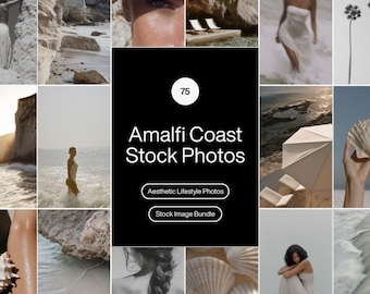 Imágenes de estilo de vida veraniego por 75 euros, fotos de stock de la costa de Amalfi, contenido de viajes estéticos, paquete de fotografía de marca sin rostro