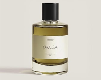 Maqueta de botella de fragancia / Diseño de marca de perfume de vidrio cosmético / Empaque PSD para diseñadores