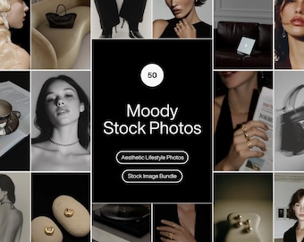 50 imágenes de stock con estética sofisticada / Elementos visuales para marca, fotos editoriales, colección de fotos con IA / Pinterest, sitios web, marketing, Instagram