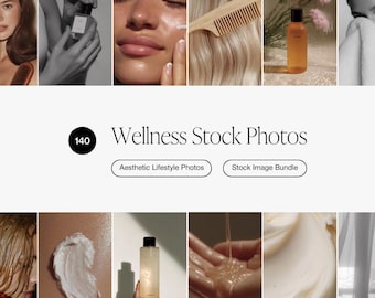 Wellness Stock Photos | 140 Aesthetic Wellness Images, Faceless Content, Self Care Branding, AI Photography for Instagram & Pinterest Bundle