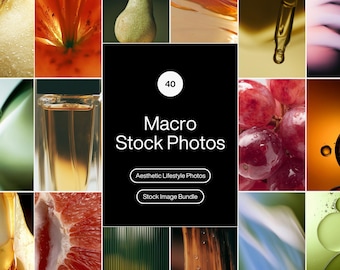 Fotos de archivo con detalles macro / 40 imágenes con IA, fondo desenfocado (descarga digital)