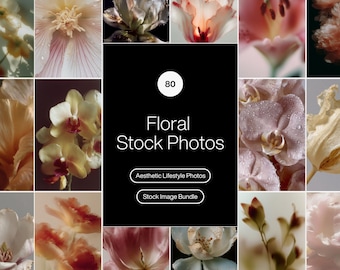 80 fotos de archivo florales de alta calidad / Imagen de marca femenina (descarga digital)