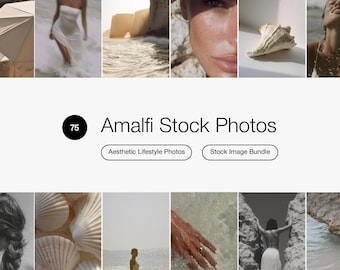 Fotos de archivo de la Costa Amalfitana, imágenes de estilo de vida veraniego de 75 euros, imágenes de archivo de contenido de marca sin rostro, marketing de marca en redes sociales.