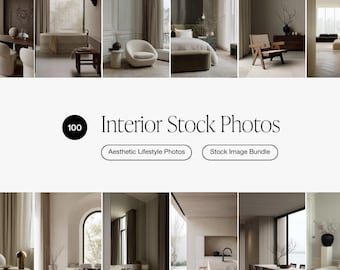 Fotos de interiores modernos / 100 imágenes de arquitectura neutra (descarga digital)