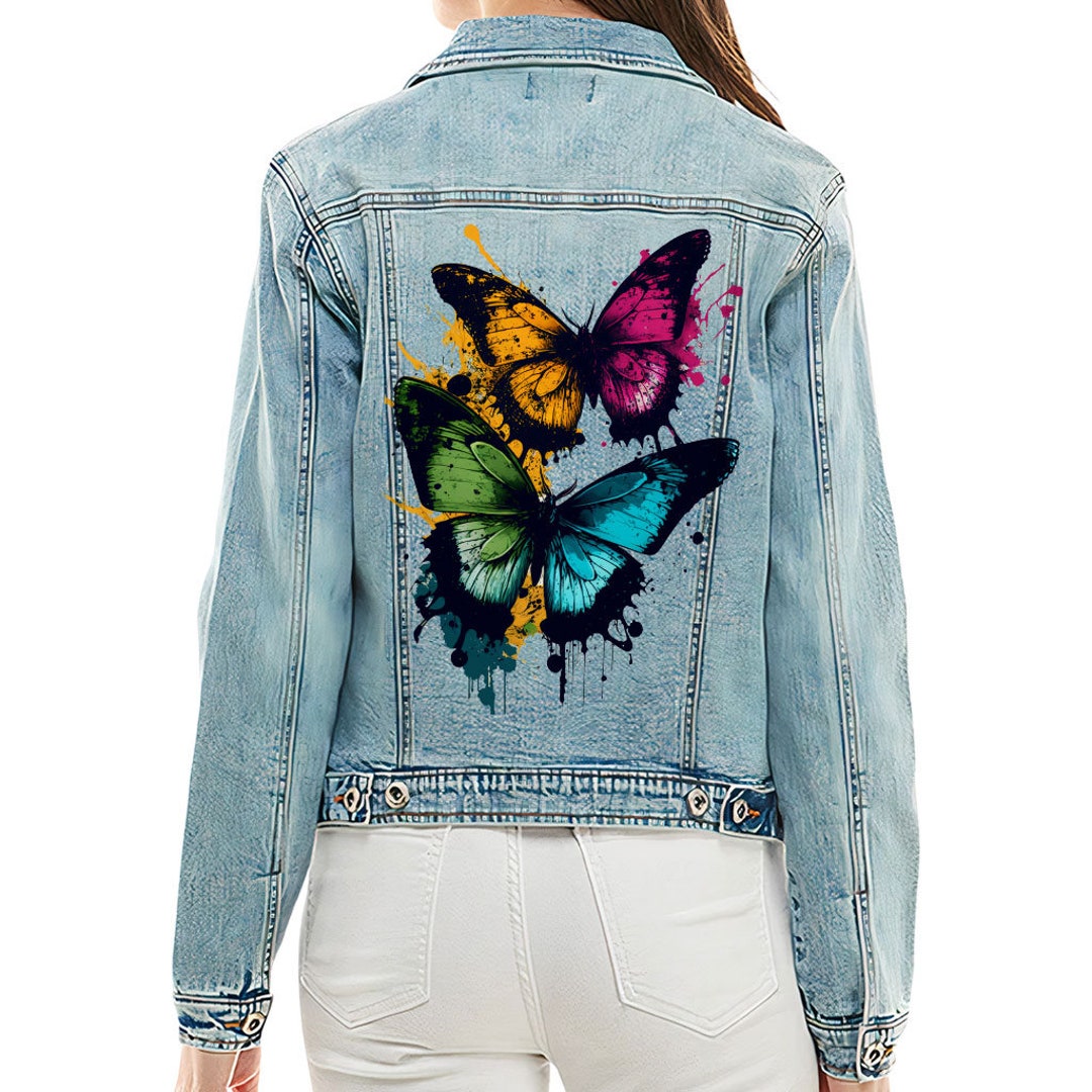 Trendy Butterfly Graphic Jean Jacket for Women Fashionable Etsy