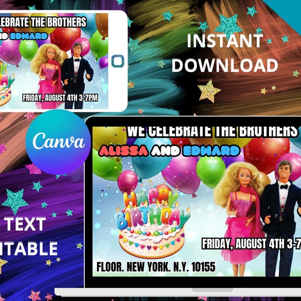 Barbie & Ken Invitation Etsy Barbie & Ken Invitation Etsy