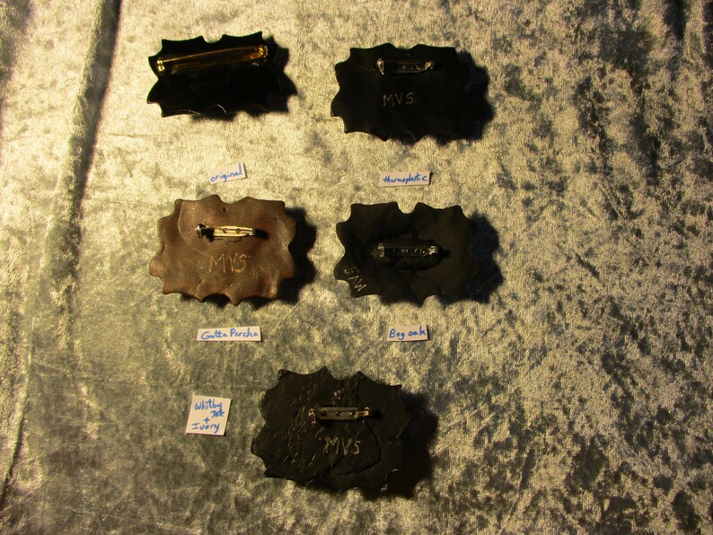 Buckle Motif On Indented Rectangle Thermoplastic Reproduction Victorian Sentimental Mourning Brooch