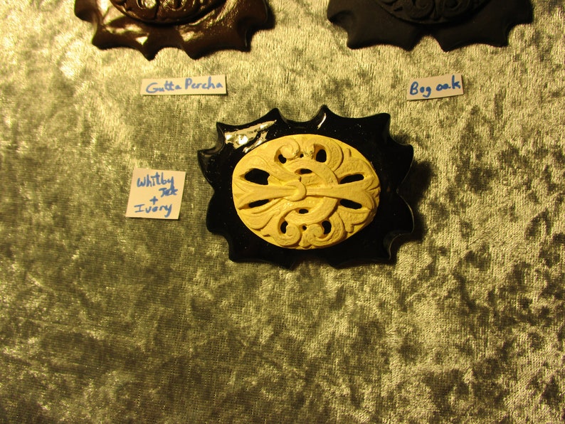 Buckle Motif On Indented Rectangle Thermoplastic Reproduction Victorian Sentimental Mourning Brooch