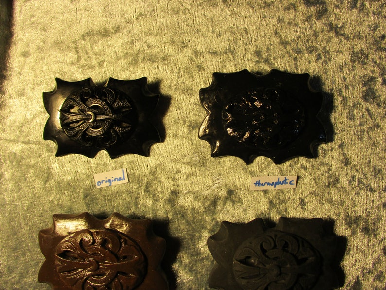 Buckle Motif On Indented Rectangle Thermoplastic Reproduction Victorian Sentimental Mourning Brooch