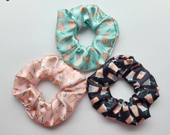 Iced Coffee Scrunchie, Iced Coffee Hair Accessory, Satin Scrunchie,  Coffee Scrunchie, Gift for Her,  Coffee Lover Scrunchie