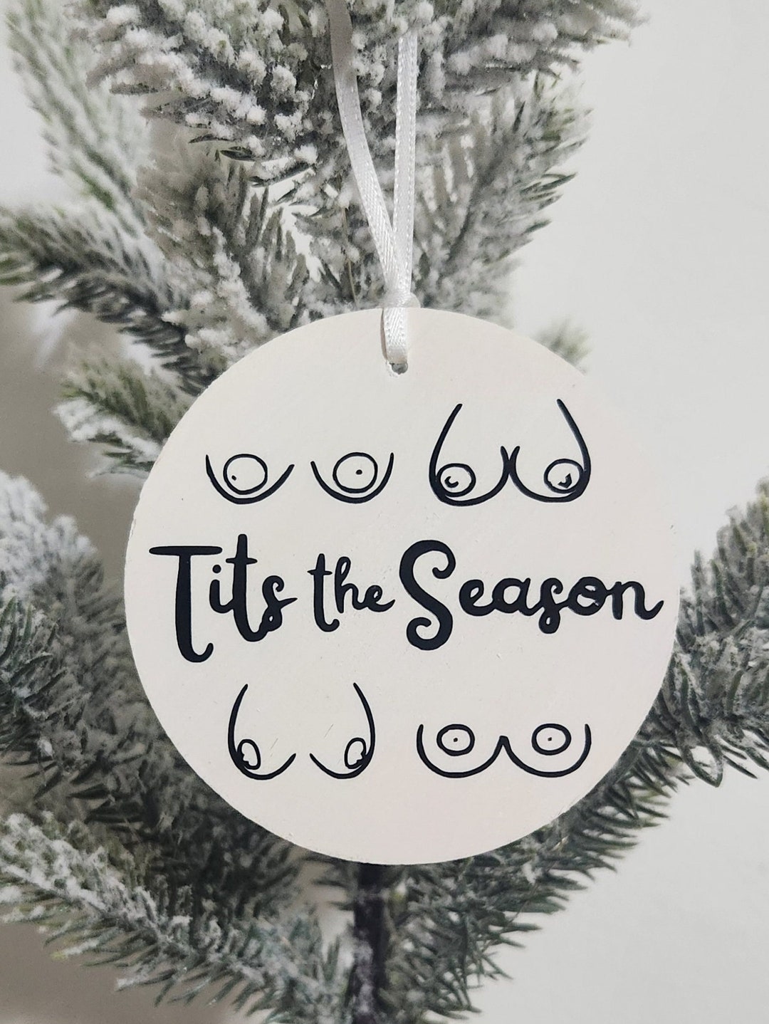 Tits the Season Christmas Ornament, Boob Christmas Ornament