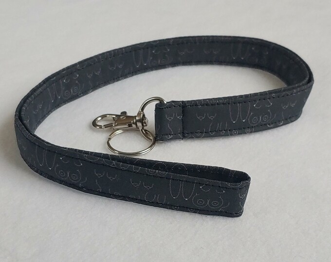 Boob Lanyard, Boob ID Badge Holder, Black Boob Lanyard, Itty Bitty