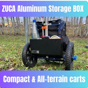 Wózek Zuca Compact i All-Terrain z aluminiowym pudełkiem do przechowywania, butelką z wodą i dodatkowymi przedmiotami