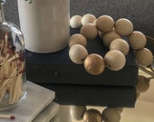 Minimalistic Home Decor Wooden Bead Decor, Engraved Wood, Decorative Wood Balls, Carved Art, Wood Ball String, Simple Art, Minimalist Decor
