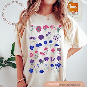 Subtle bi pride, bi pride, bi pride subtle, bisexual tee, bi pride shirt, pride shirt for woman, bisexual pride, bi flag, bi flowers shirt