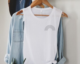Minimalist Rainbow Pride Tank Top - Equality LGBT Shirt