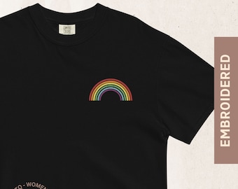 Rainbow Embroidered Subtle Pride Comfort Colors Shirt | Rainbow Shirt | Pride Minimalistic | Pride Tshirt | March for the Movement