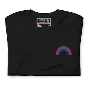 Bi Rainbow Embroidered Shirt | Pride T Shirt | Bisexual Gift | Minimalist Subtle Pride Shirt | Bi Pride T Shirt | March for the Movement