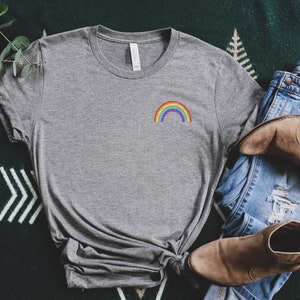 Vintage Rainbow Triblend Shirt, Rainbow Minimalistic Shirt, Gay Pride Shirt, Rainbow T Shirt, Rainbow Shirt, Pride Shirt, LGBTQ Pride Shirt