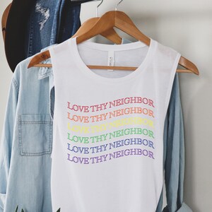 Heb uw naaste lief | Trots-shirt | Bondgenoot overhemd | Pride-tanktop | Gay Pride-shirt | Pride-overhemden Dames | LGBTQ-shirt | Regenboog tanktop