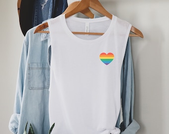 Muscle tanktop Rainbow Heart Pride