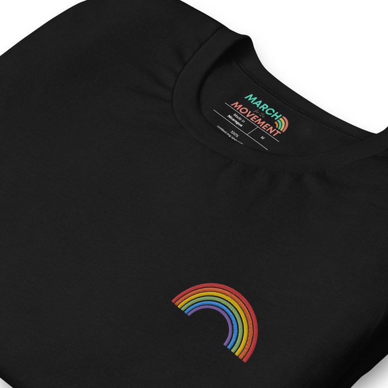 Folded Black Embroidered Shirt with small gay pride rainbow