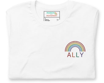 Broderad HBTQ Ally-t-shirt: Rainbow Pride-t-shirt