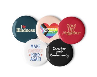 Botones de bondad, conjunto inclusivo de 5, activismo comunitario